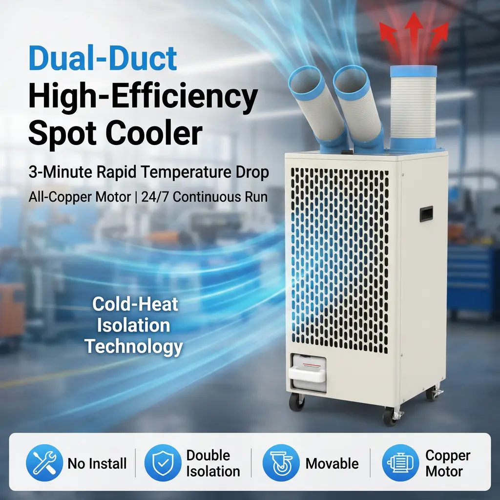 Thân kim loại màu trắng OEM 24 7 Ống dẫn cách nhiệt lạnh Máy làm mát tại chỗ di động Điều hòa không khí công nghiệp cho xưởng Thân kim loại màu trắng OEM 24 7 Ống dẫn cách nhiệt lạnh Máy làm mát tại chỗ di động Điều hòa không khí công nghiệp cho xưởng