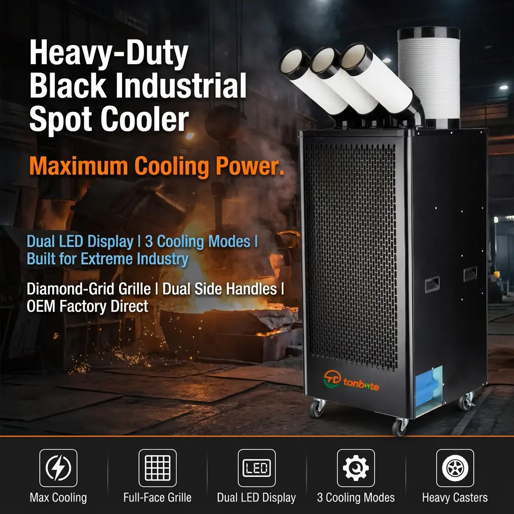 Máy làm mát điểm công nghiệp di động cao cấp 1200m3h Luồng khí cao 7m/s Tầm xa 3 phút Điều khiển thông minh LCD làm mát nhanh Máy làm mát điểm công nghiệp di động cao cấp 1200m3h Luồng khí cao 7m/s Tầm xa 3 phút Điều khiển thông minh LCD làm mát nhanh
